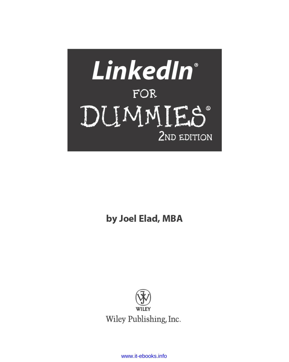 Linkedin for Dummies, 2nd Edition by Unknown
