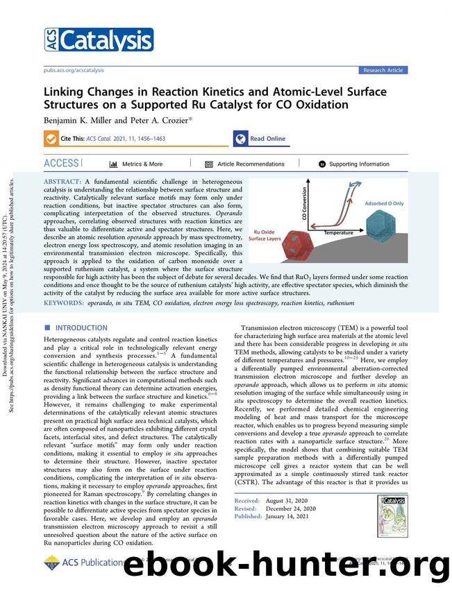 Linking Changes in Reaction Kinetics and Atomic-Level Surface Structures on a Supported Ru Catalyst for CO Oxidation by Benjamin K. Miller & Peter A. Crozier