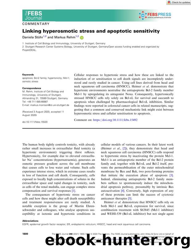 Linking hyperosmotic stress and apoptotic sensitivity by Unknown