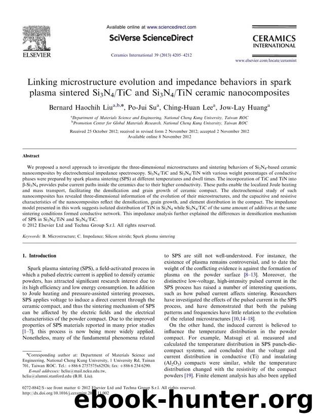 Linking microstructure evolution and impedance behaviors in spark plasma sintered Si3N4TiC and Si3N4TiN ceramic nanocomposites by Bernard Haochih Liu & Po-Jui Su & Ching-Huan Lee & Jow-Lay Huang