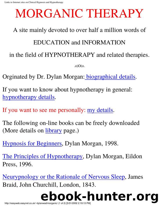 Links to Internet sites on Clinical Hypnosis and Hypnotherapy by Therapy