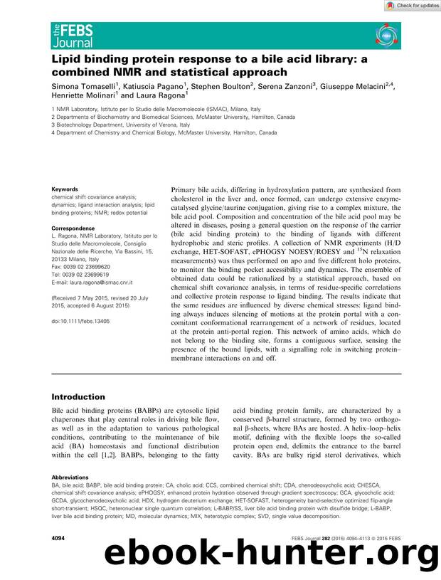 Lipid binding protein response to a bile acid library: a combined NMR and statistical approach by Unknown