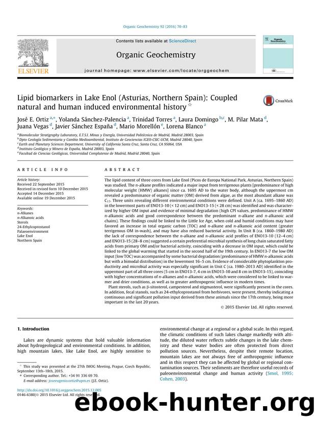 Lipid biomarkers in Lake Enol (Asturias, Northern Spain): Coupled natural and human induced environmental history by unknow
