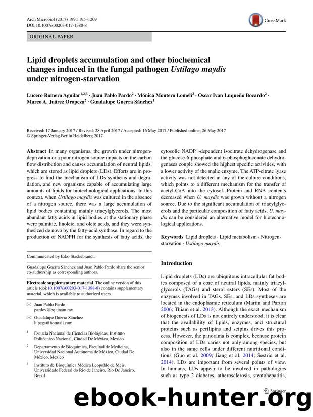 Lipid droplets accumulation and other biochemical changes induced in the fungal pathogen Ustilago maydis under nitrogen-starvation by unknow