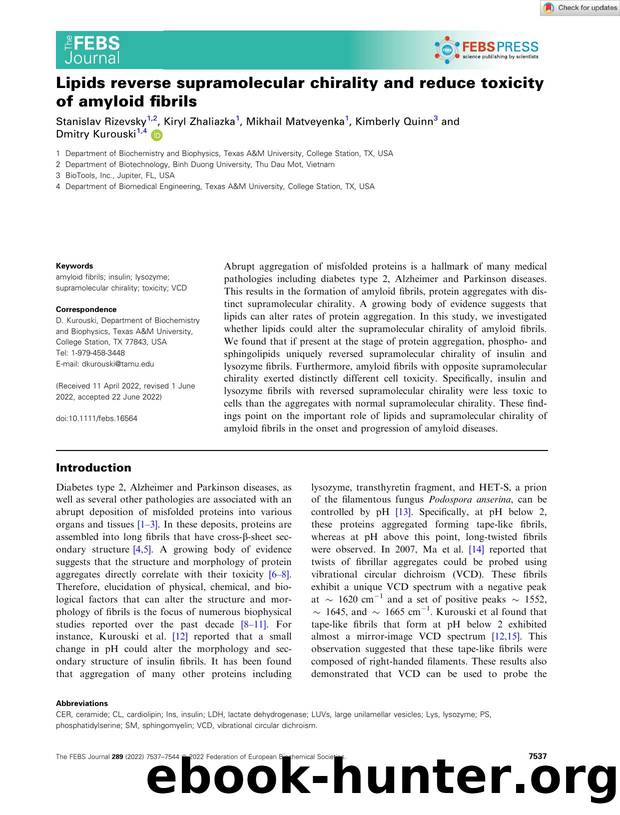 Lipids reverse supramolecular chirality and reduce toxicity of amyloid fibrils by Unknown