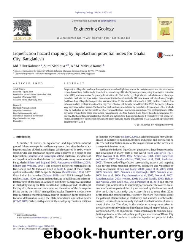 Liquefaction hazard mapping by liquefaction potential index for Dhaka City, Bangladesh by Md. Zillur Rahman & Sumi Siddiqua & A.S.M. Maksud Kamal