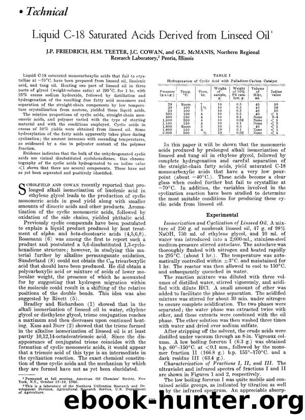 Liquid C-18 saturated acids derived from linseed oil by Unknown