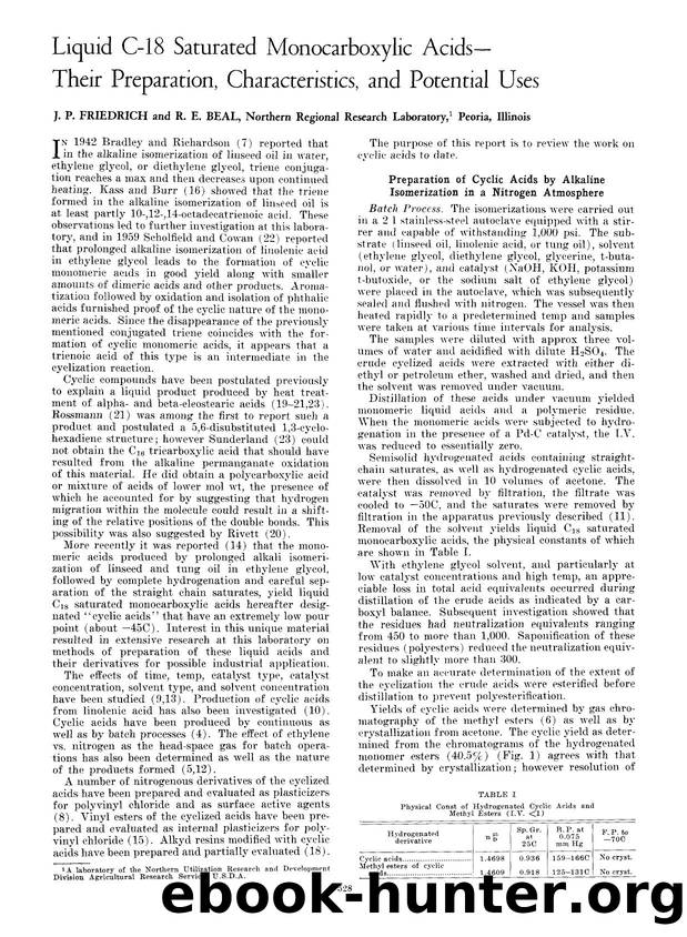 Liquid C-18 saturated monocarboxylic acids-their preparation, characteristics, and potential uses by Unknown