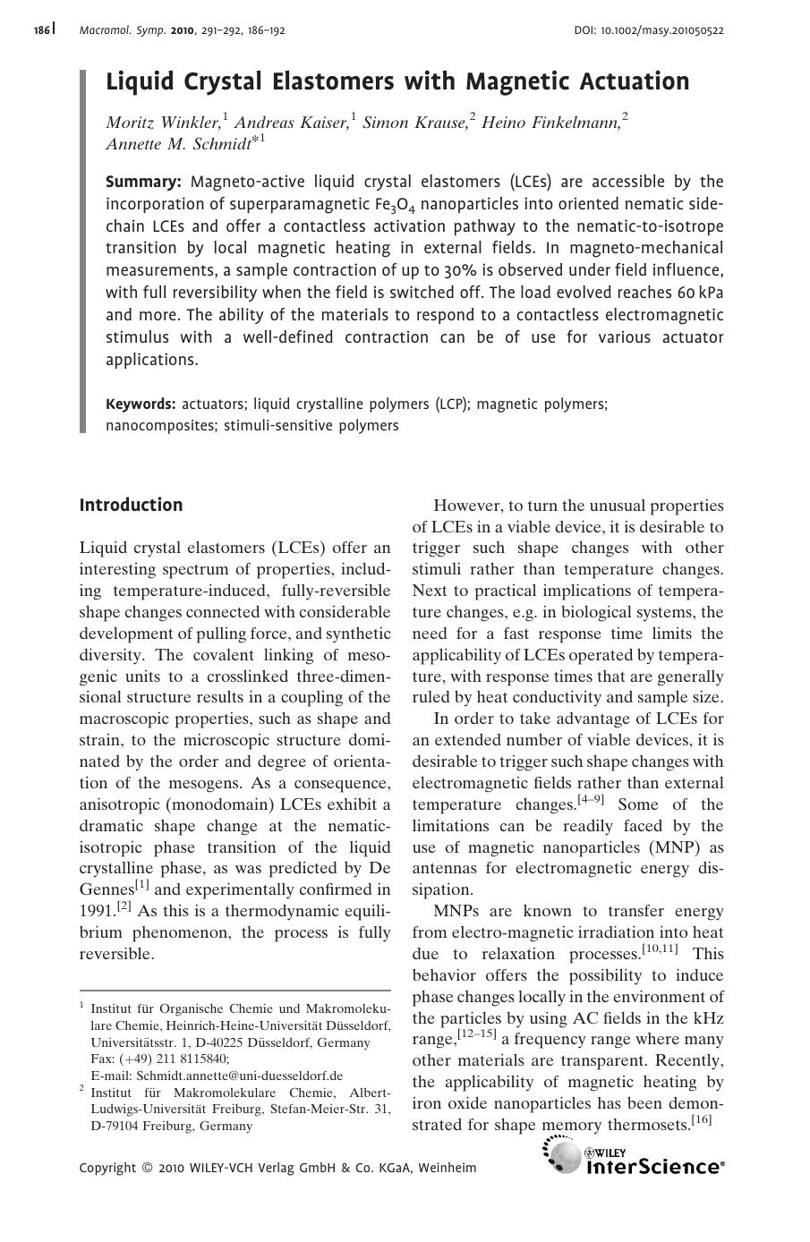 Liquid Crystal Elastomers with Magnetic Actuation by Unknown