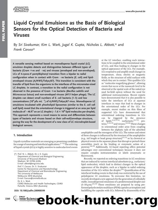 Liquid Crystal Emulsions as the Basis of Biological Sensors for the Optical Detection of Bacteria and Viruses by Unknown