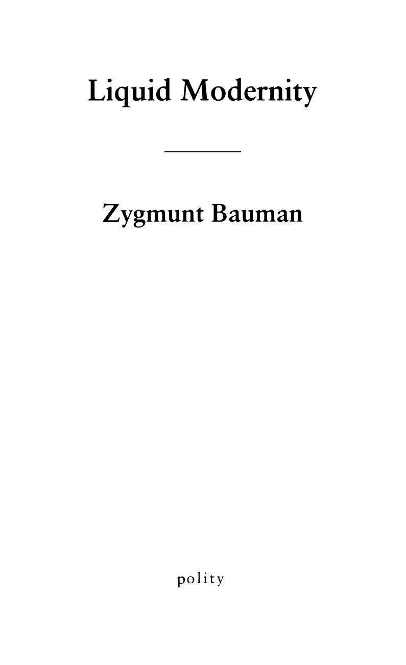Liquid Modernity by Zygmunt Bauman