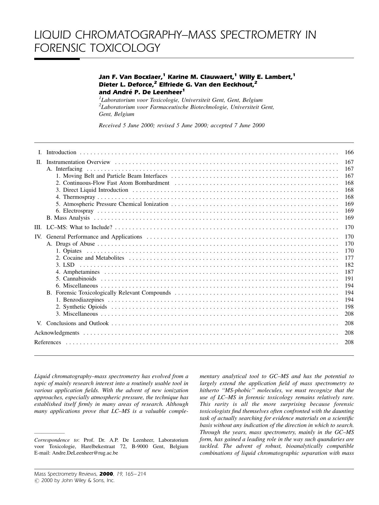 Liquid chromatography-mass spectrometry in forensic toxicology by Unknown