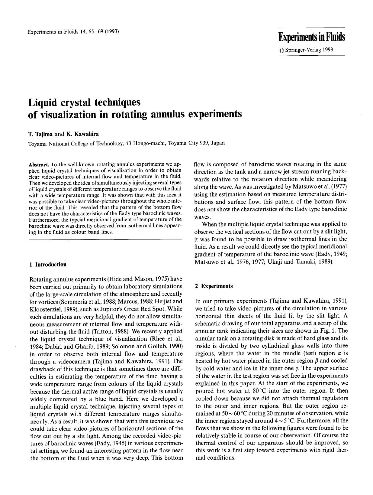 Liquid crystal techniques of visualization in rotating annulus experiments by Unknown