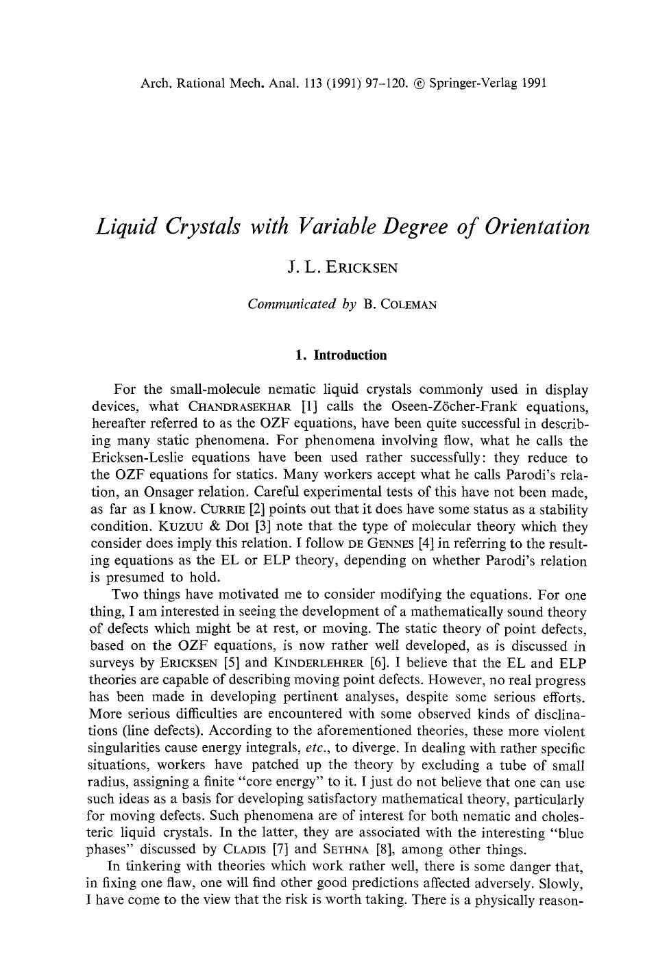 Liquid crystals with variable degree of orientation by Unknown
