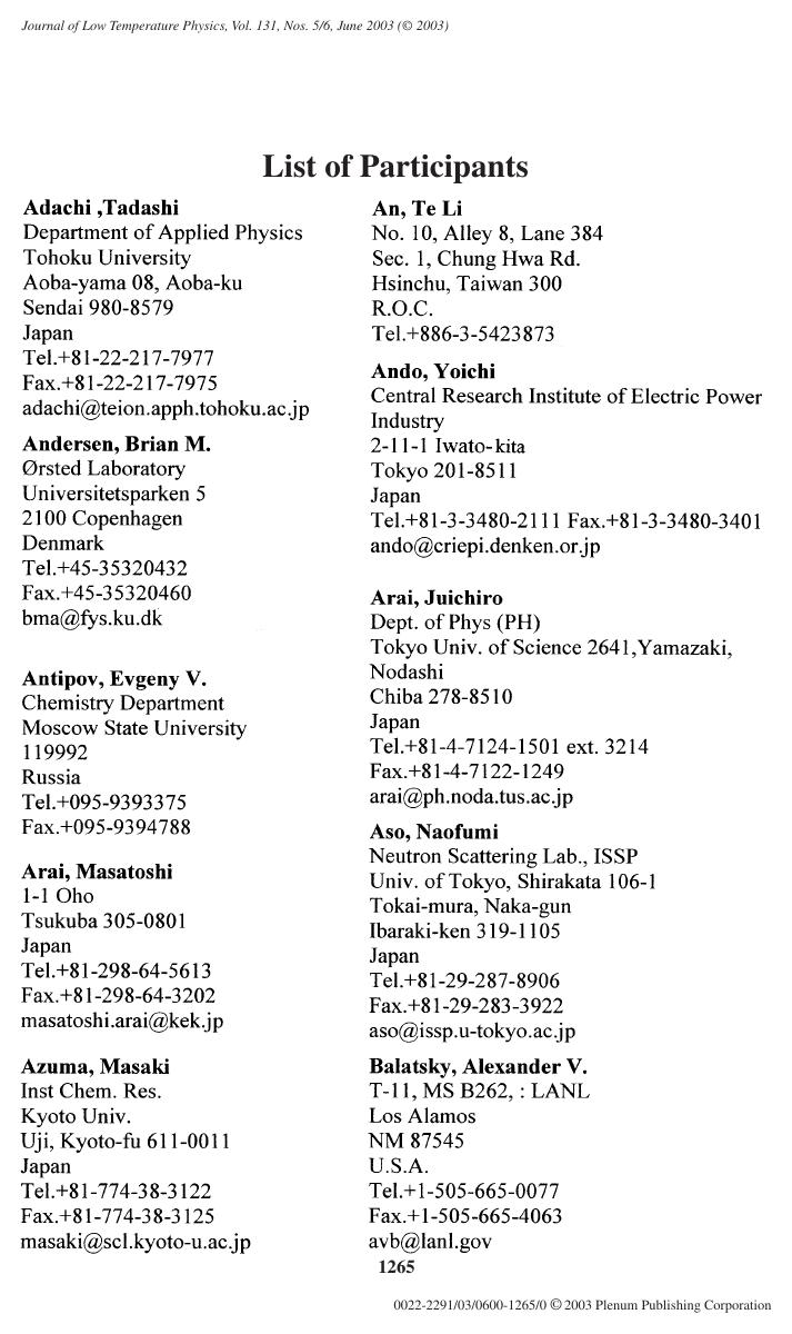 List of Participants by Unknown