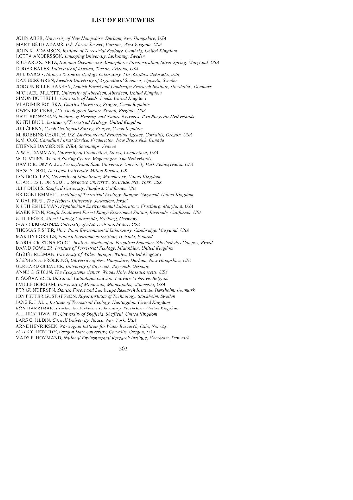 List of Reviewers by Unknown