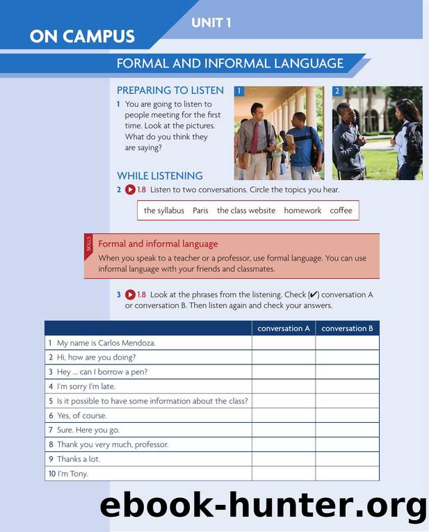 Listening and Speaking 1 On Campus Unit 1 by Unknown