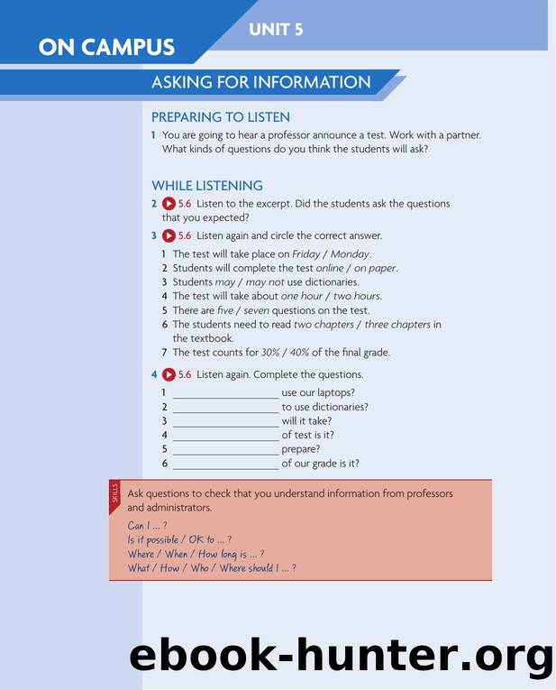 Listening and Speaking 2 On Campus Unit 5 by Unknown