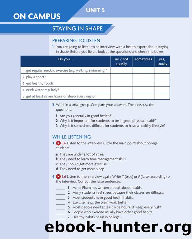 Listening and Speaking 3 On Campus Unit 5 by Unknown