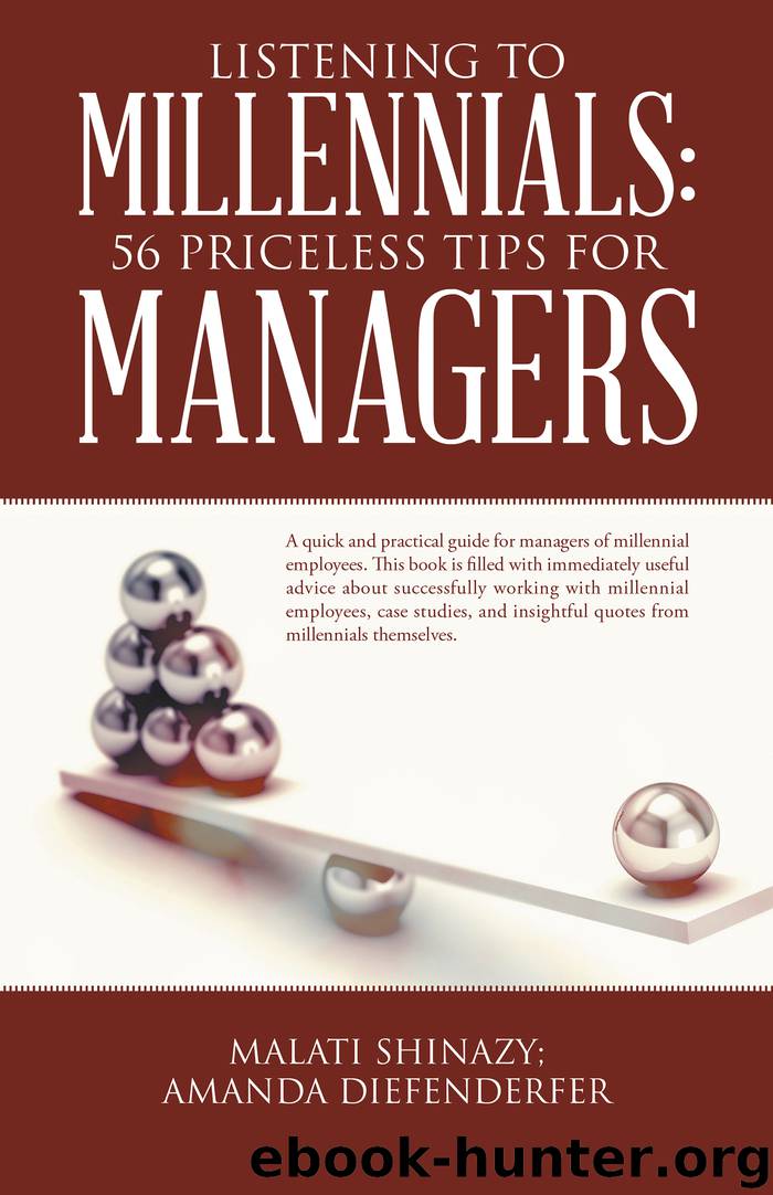 Listening to Millennials: 56 Priceless Tips for Managers by malati shinazy amanda diefenderfer