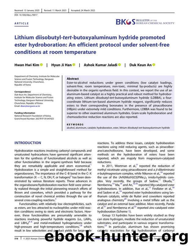 Lithium diisobutylâtertâbutoxyaluminum hydride promoted ester hydroboration: An efficient protocol under solventâfree conditions at room temperature by Unknown