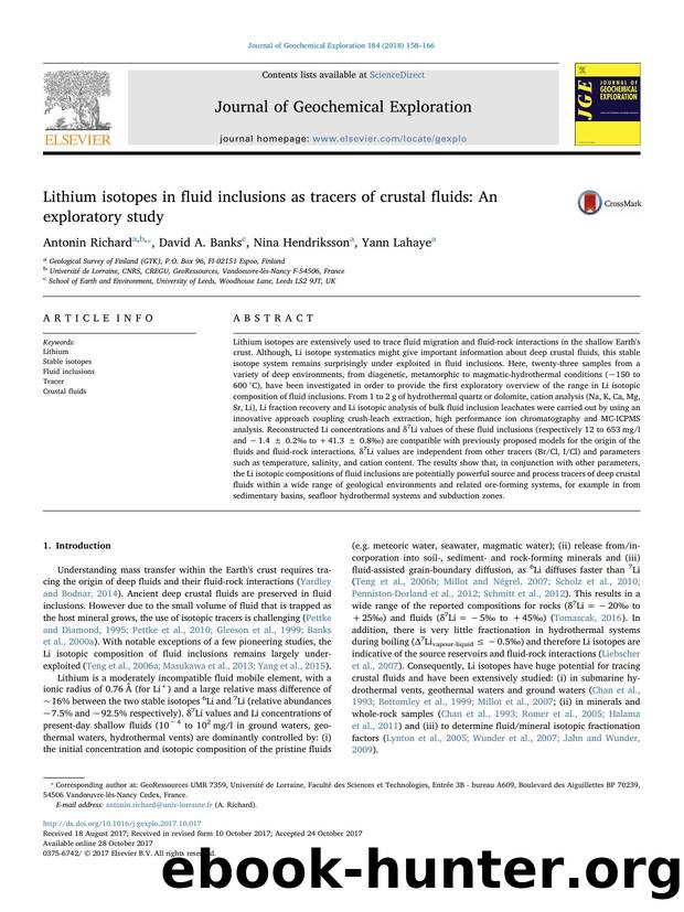 Lithium isotopes in fluid inclusions as tracers of crustal fluids_ An exploratory study by Antonin Richard & David A. Banks & Nina Hendriksson & Yann Lahaye