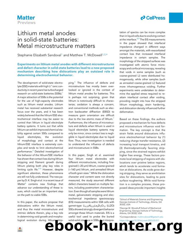 Lithium metal anodes in solid-state batteries: Metal microstructure matters by Stephanie Elizabeth Sandoval & Matthew T. McDowell