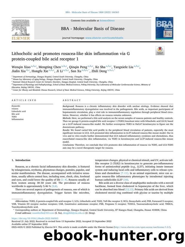 Lithocholic acid promotes rosacea-like skin inflammation via G protein-coupled bile acid receptor 1 by unknow