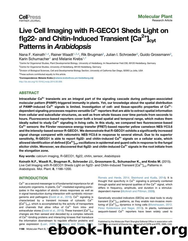Live Cell Imaging with R-GECO1 Sheds Light on flg22- and Chitin-Induced Transient [Ca2+]cyt Patterns in Arabidopsis by unknow
