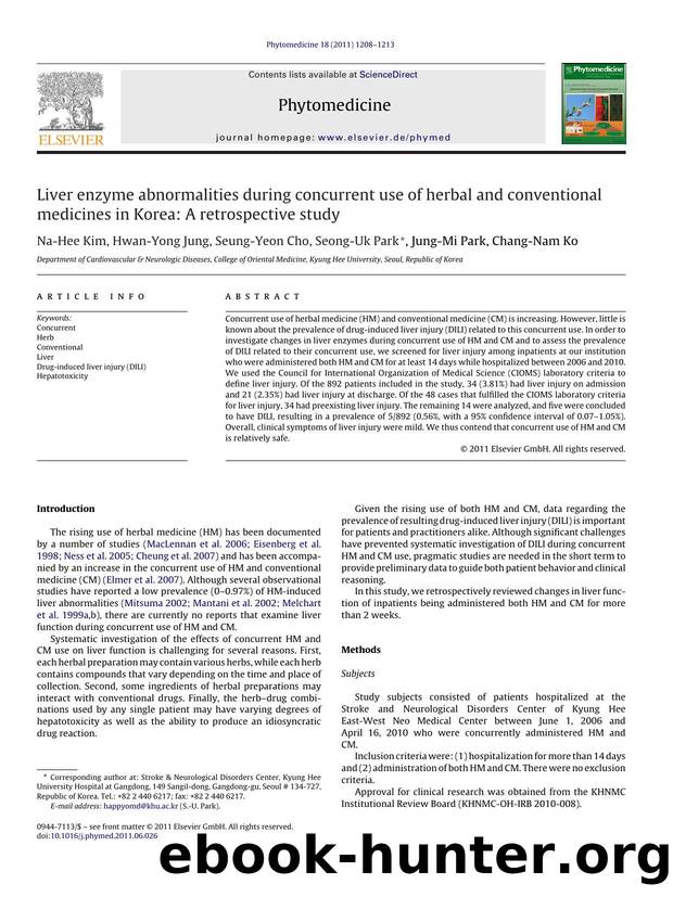 Liver enzyme abnormalities during concurrent use of herbal and conventional medicines in Korea: A retrospective study by Na-Hee Kim