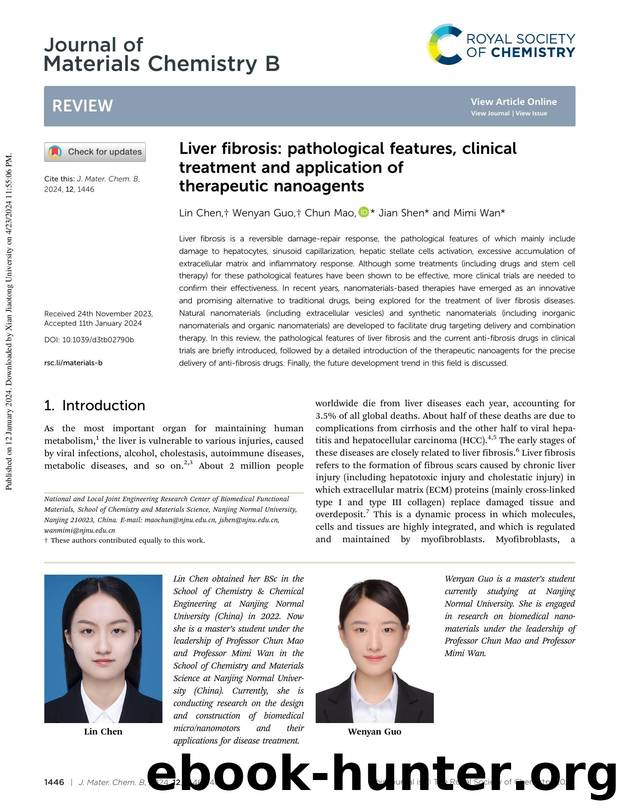 Liver fibrosis: pathological features, clinical treatment and application of therapeutic nanoagents by Lin Chen & Wenyan Guo & Chun Mao & Jian Shen & Mimi Wan