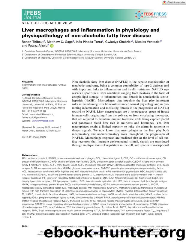 Liver macrophages and inflammation in physiology and physiopathology of nonâalcoholic fatty liver disease by Unknown