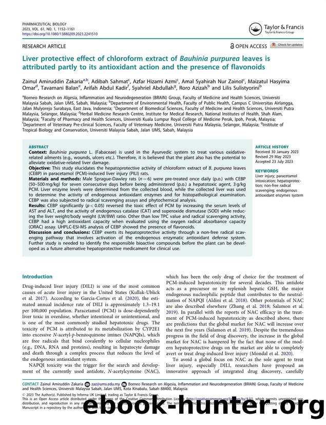 Liver protective effect of chloroform extract of Bauhinia purpurea leaves is attributed partly to its antioxidant action and the presence of flavonoids by unknow
