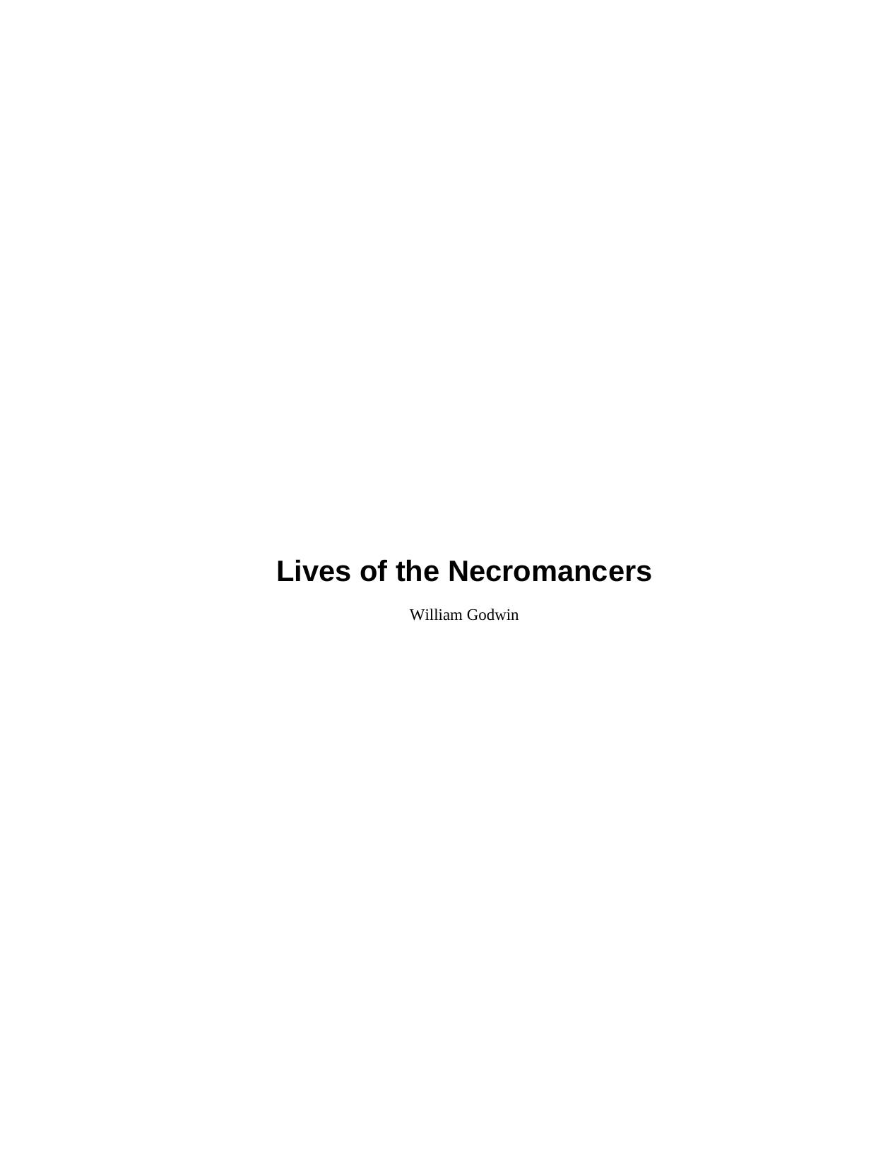 Lives of the Necromancers by William Godwin
