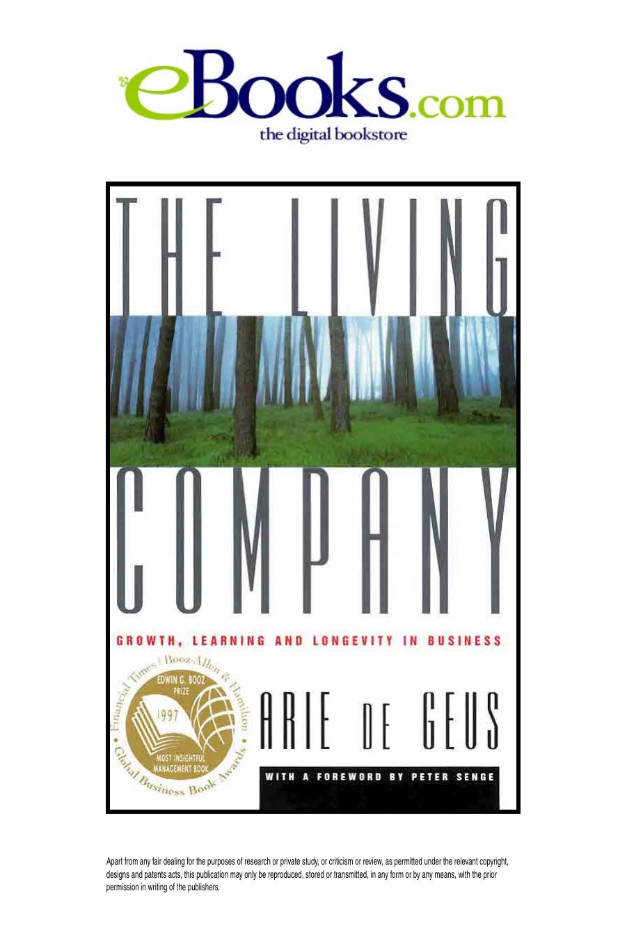 Living Company: Growth, Learning and Longevity in Business by Arie De Geus