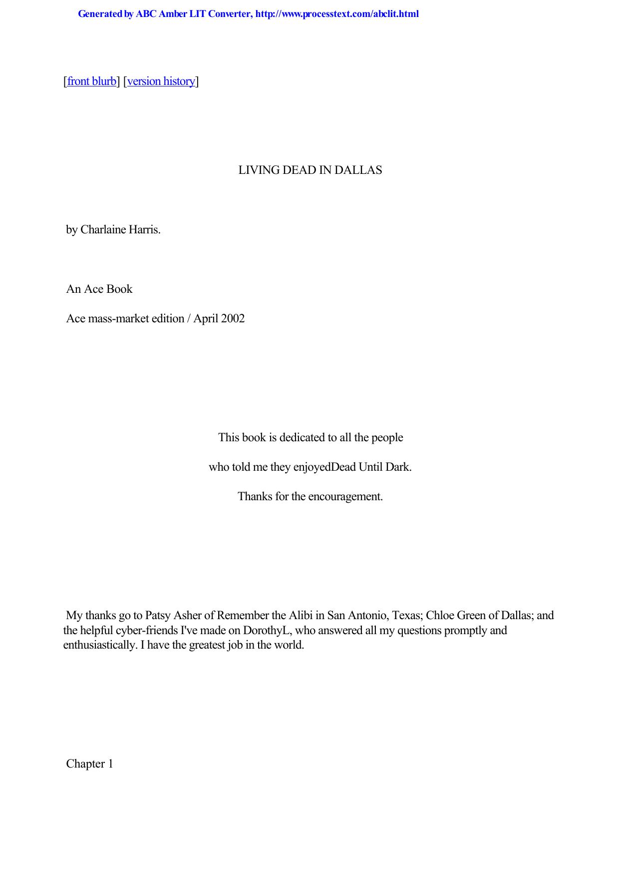 Living Dead in Dallas by Charlaine Harris