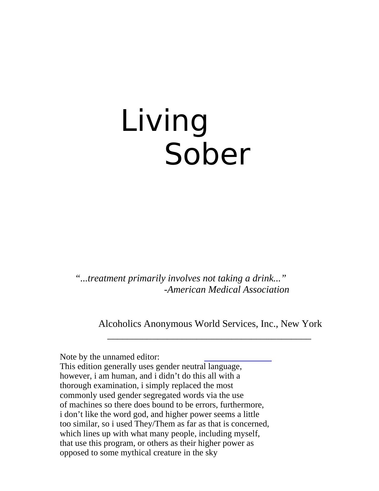 Living Sober - Alternative Edition by Anonymous