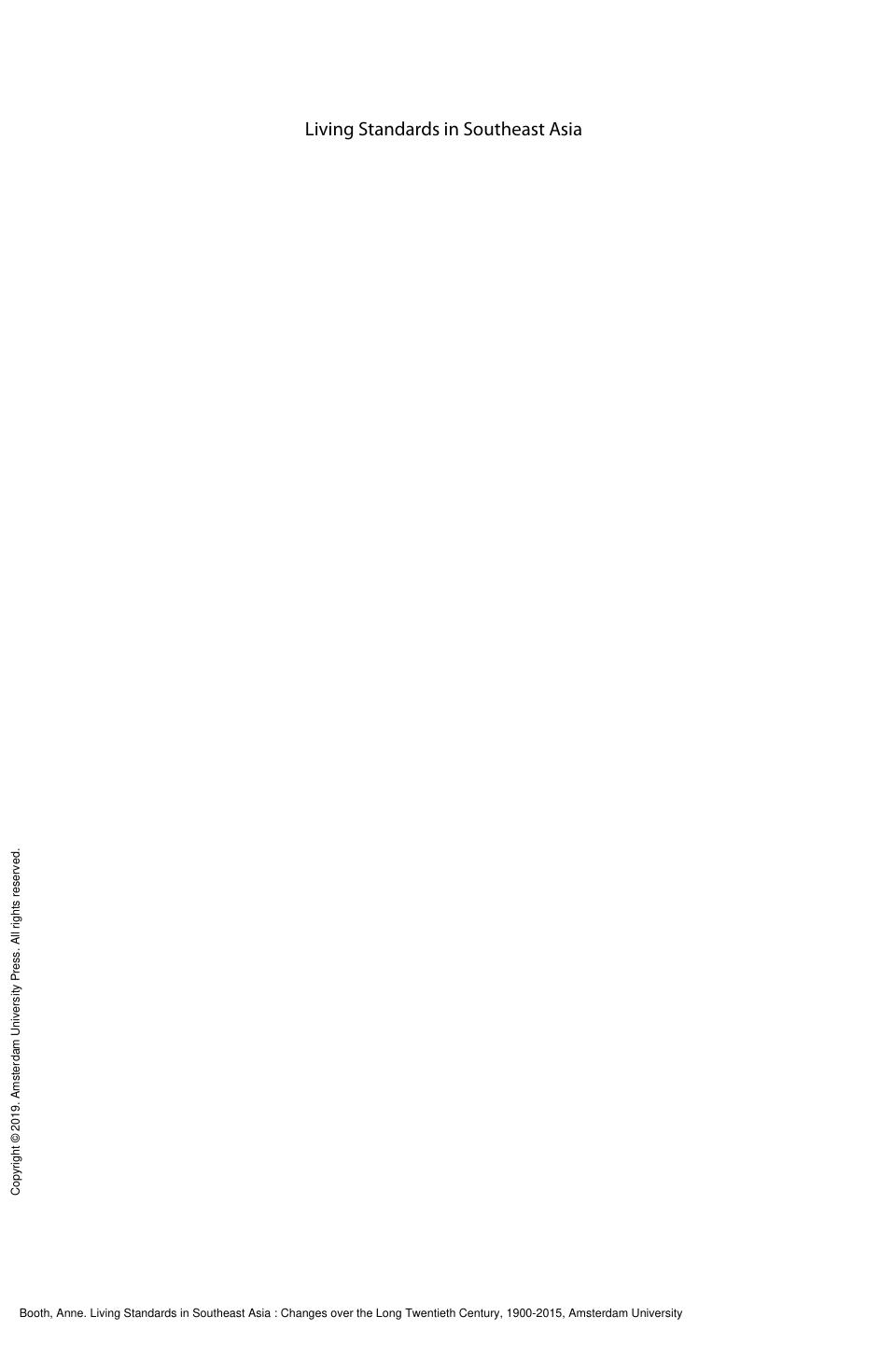 Living Standards in Southeast Asia : Changes over the Long Twentieth Century, 1900-2015 by Anne Booth