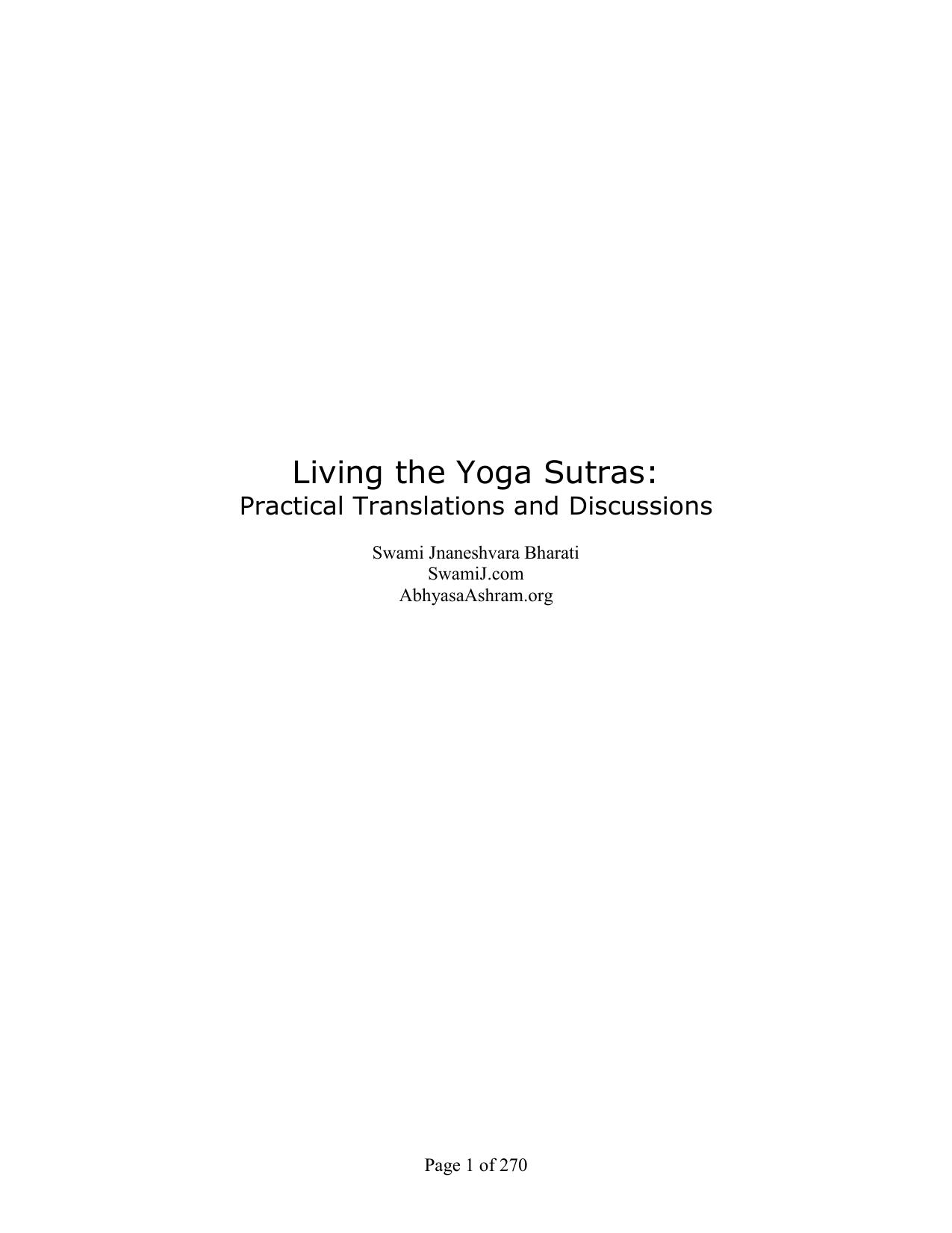 Living the Yoga Sutras by Swami Jnaneshvara Bharati