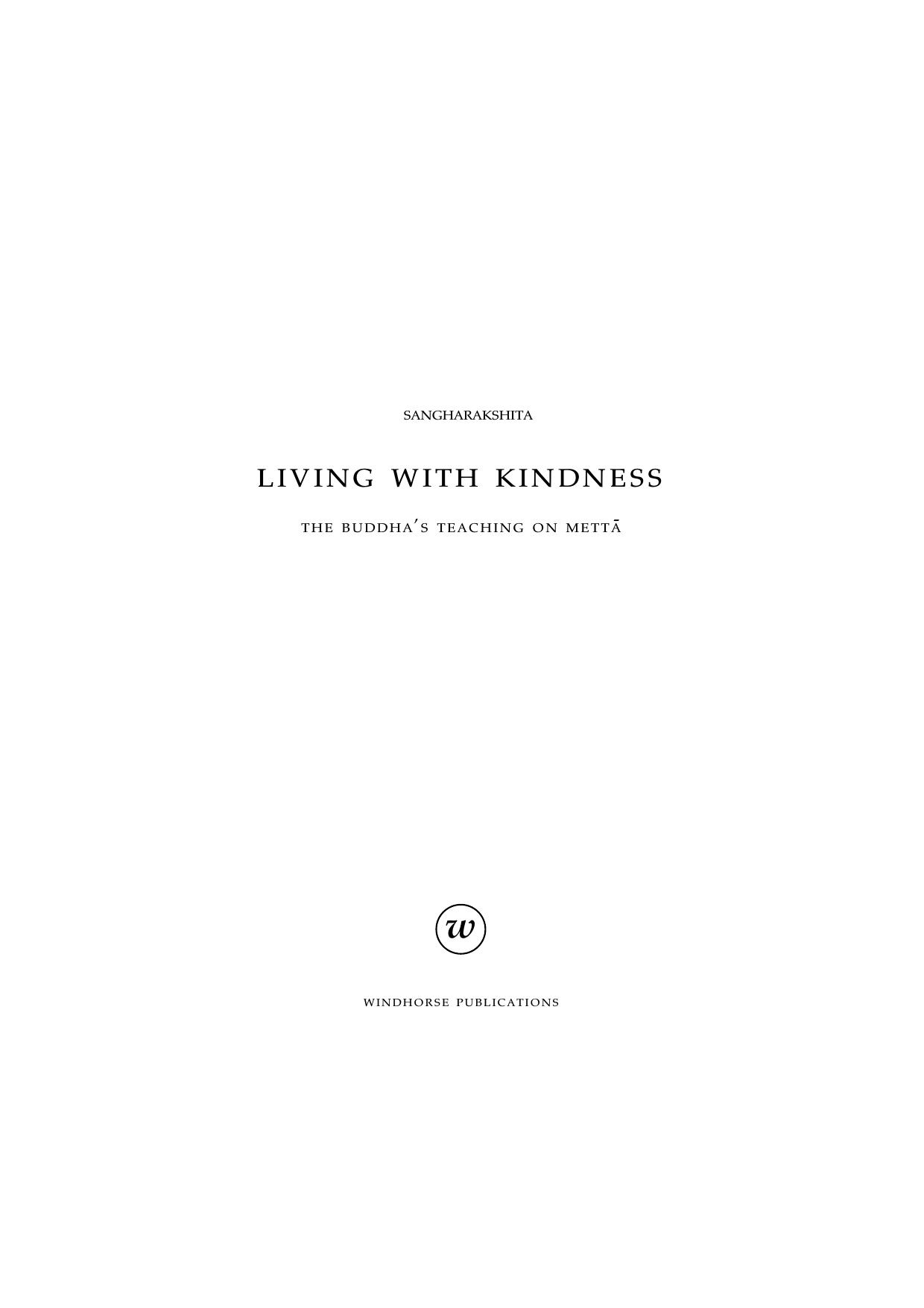 Living with Kindness by Sangharakshita