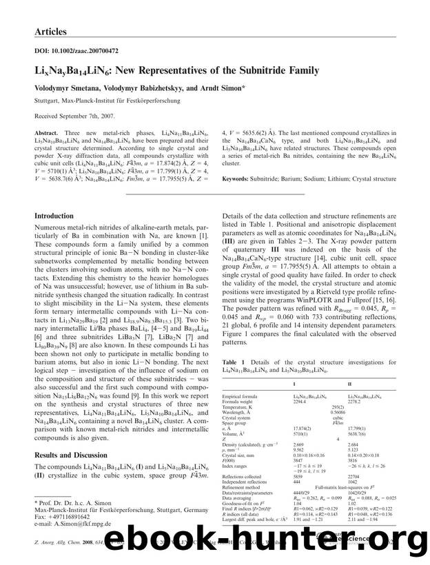 LixNayBa14LiN6: New Representatives of the Subnitride Family by Unknown