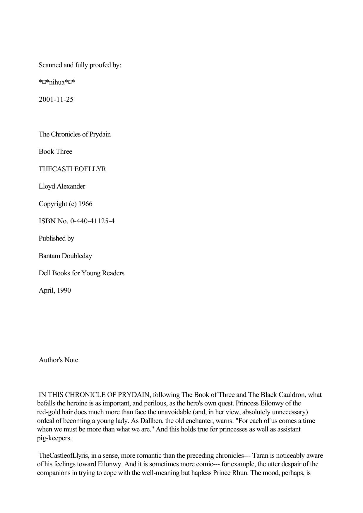 Lloyd Alexander - Chronicles of Prydain 3 by The Castle of Llyr