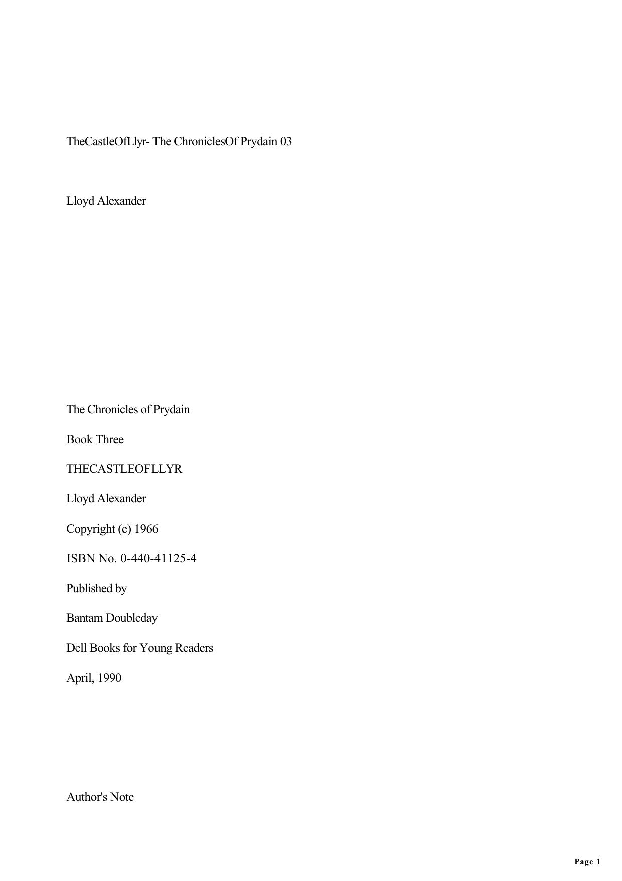 Lloyd Alexander - The Chronicles Of Prydain 03 by The Castle Of Llyr