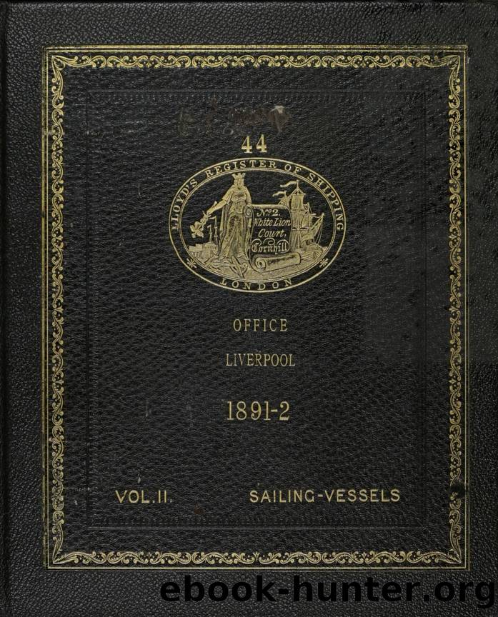 Lloyd's Register of Shipping 1892 Sailing Vessels by Lloyd's Register Foundation Heritage && Education Centre