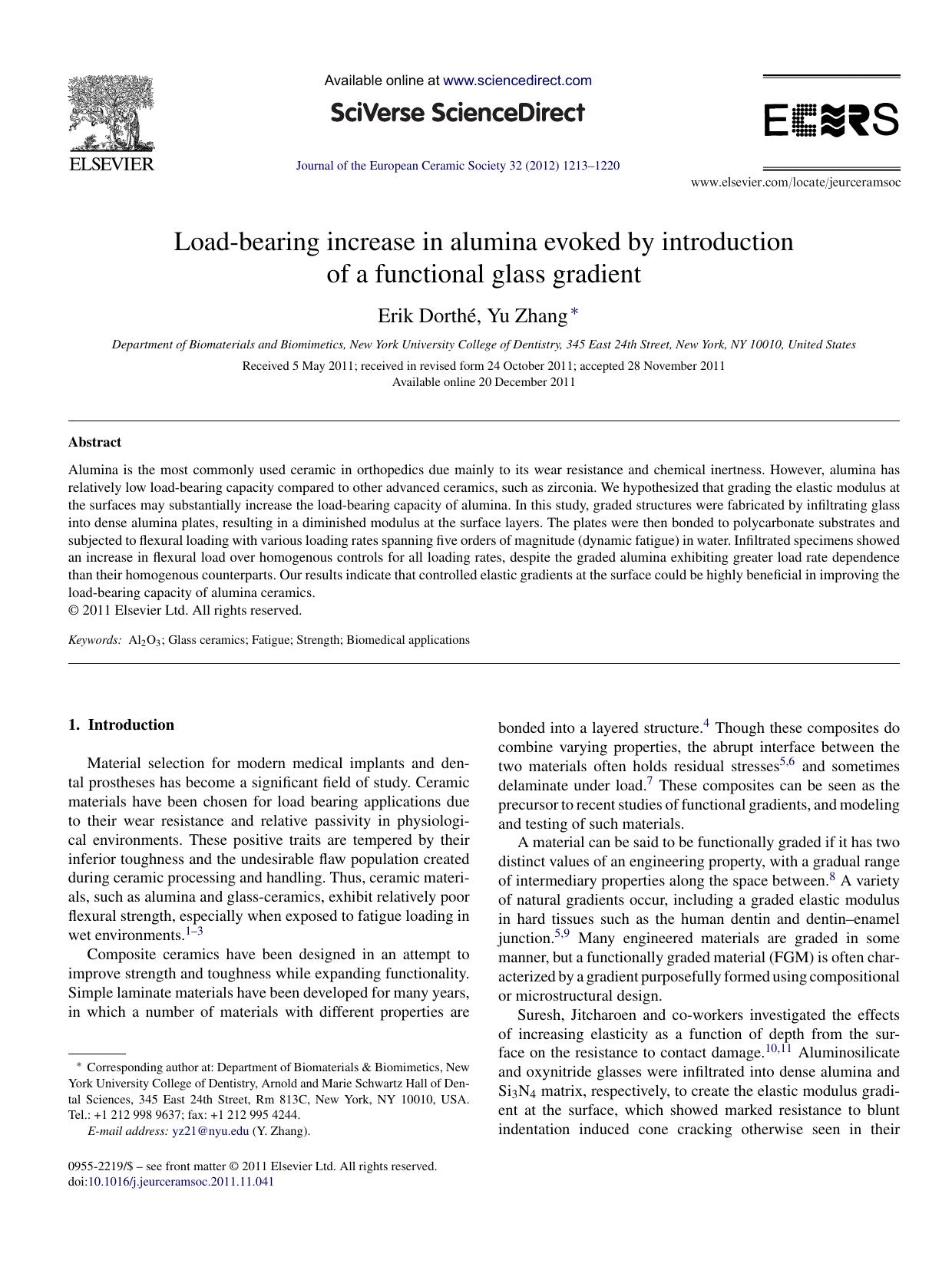 Load-bearing increase in alumina evoked by introduction of a functional glass gradient by Erik Dorthé