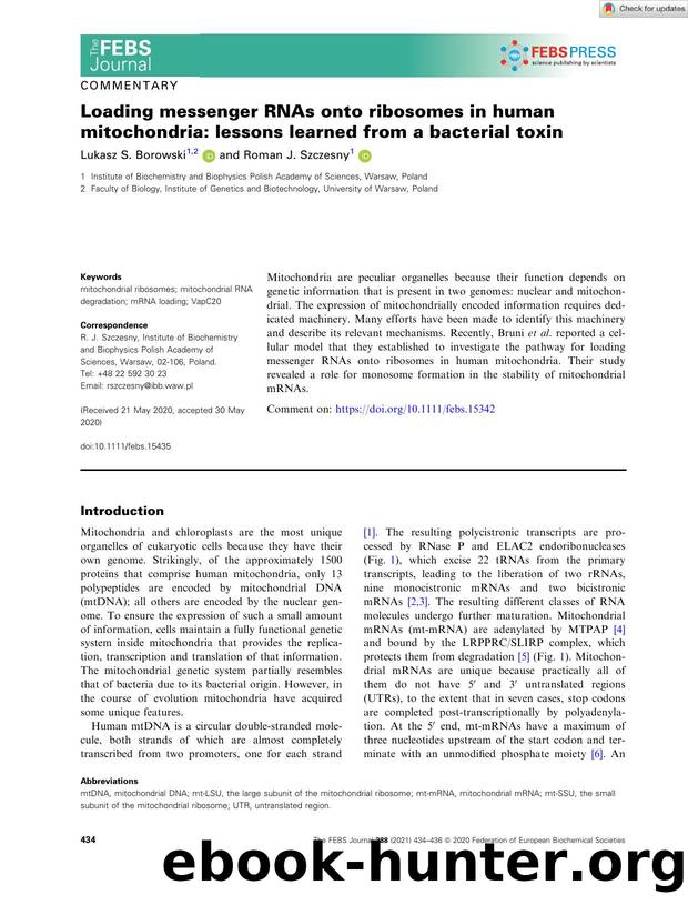 Loading messenger RNAs onto ribosomes in human mitochondria: lessons learned from a bacterial toxin by Unknown