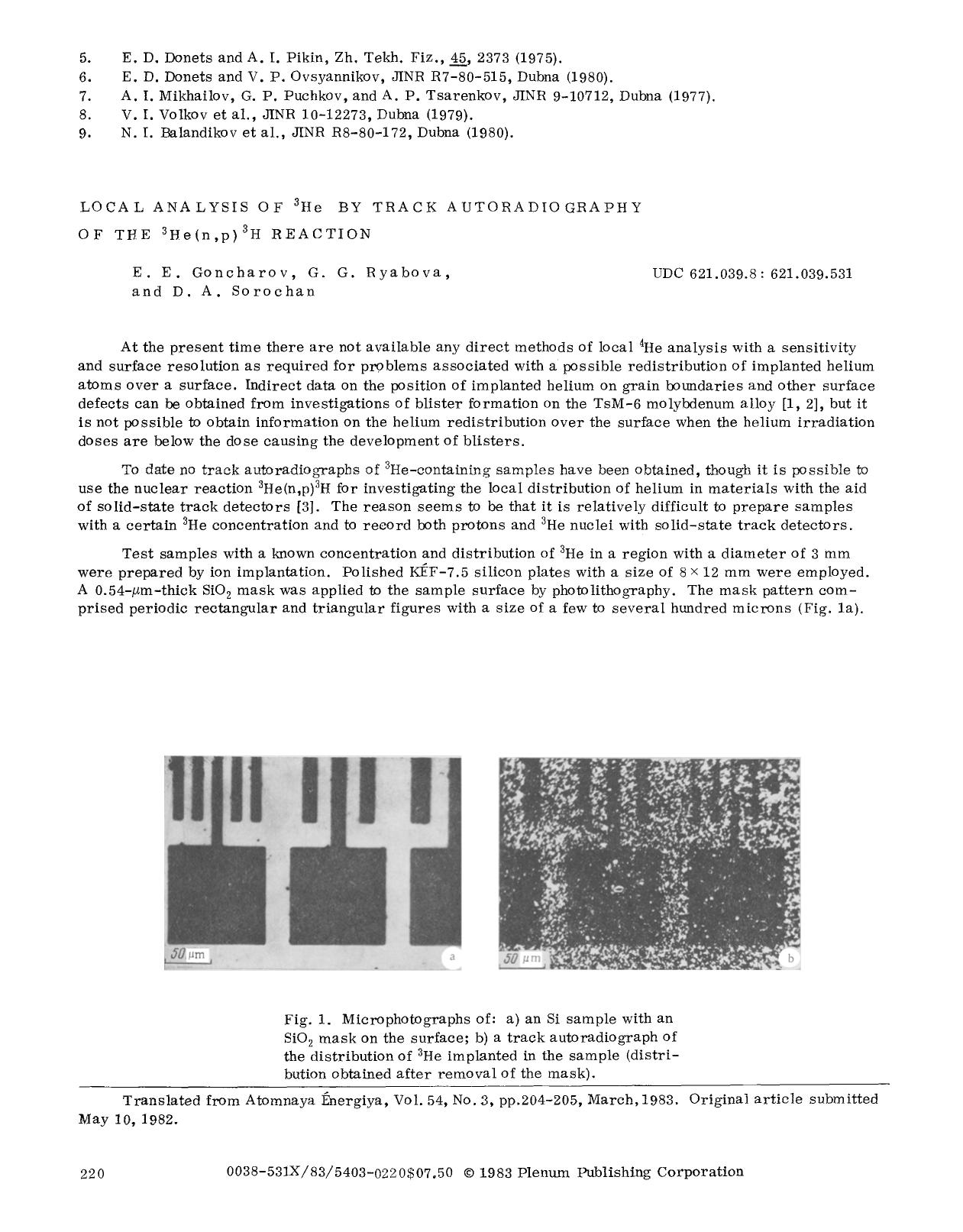 Local analysis of <Superscript>3 <Superscript>He by track autoradiography of the <Superscript>3 <Superscript>He(n,p) <Superscript>3 <Superscript>H reaction by Unknown