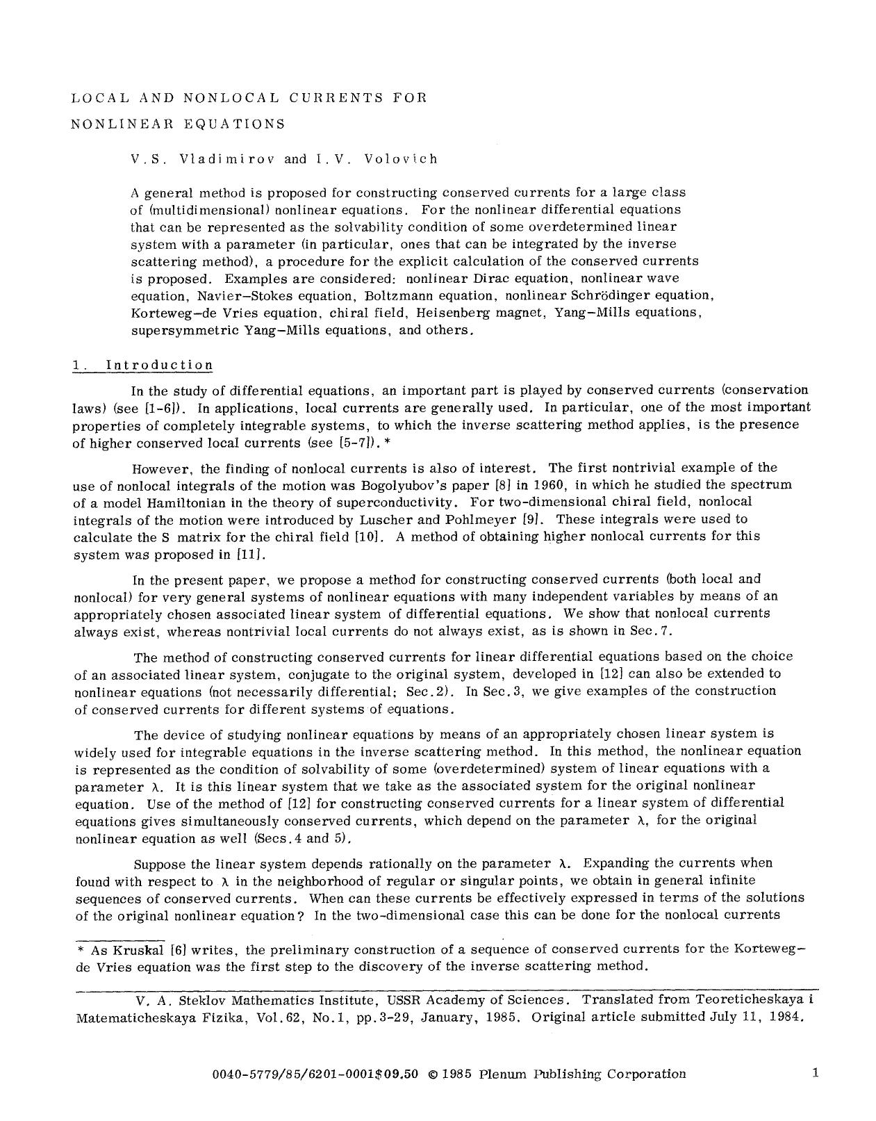 Local and nonlocal currents for nonlinear equations by Unknown