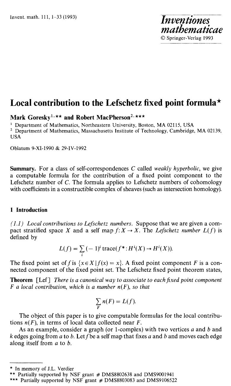 Local contribution to the Lefschetz fixed point formula by Unknown
