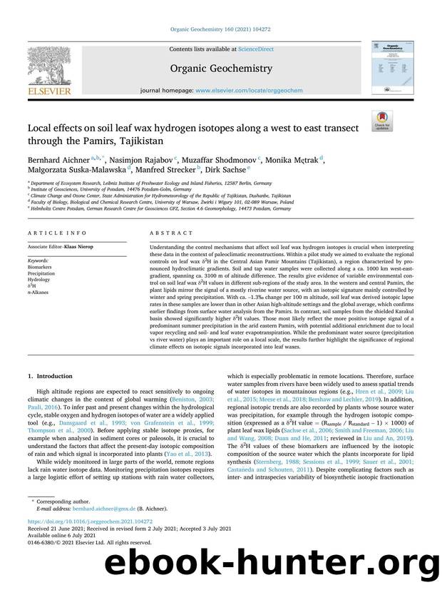 Local effects on soil leaf wax hydrogen isotopes along a west to east transect through the Pamirs, Tajikistan by unknow